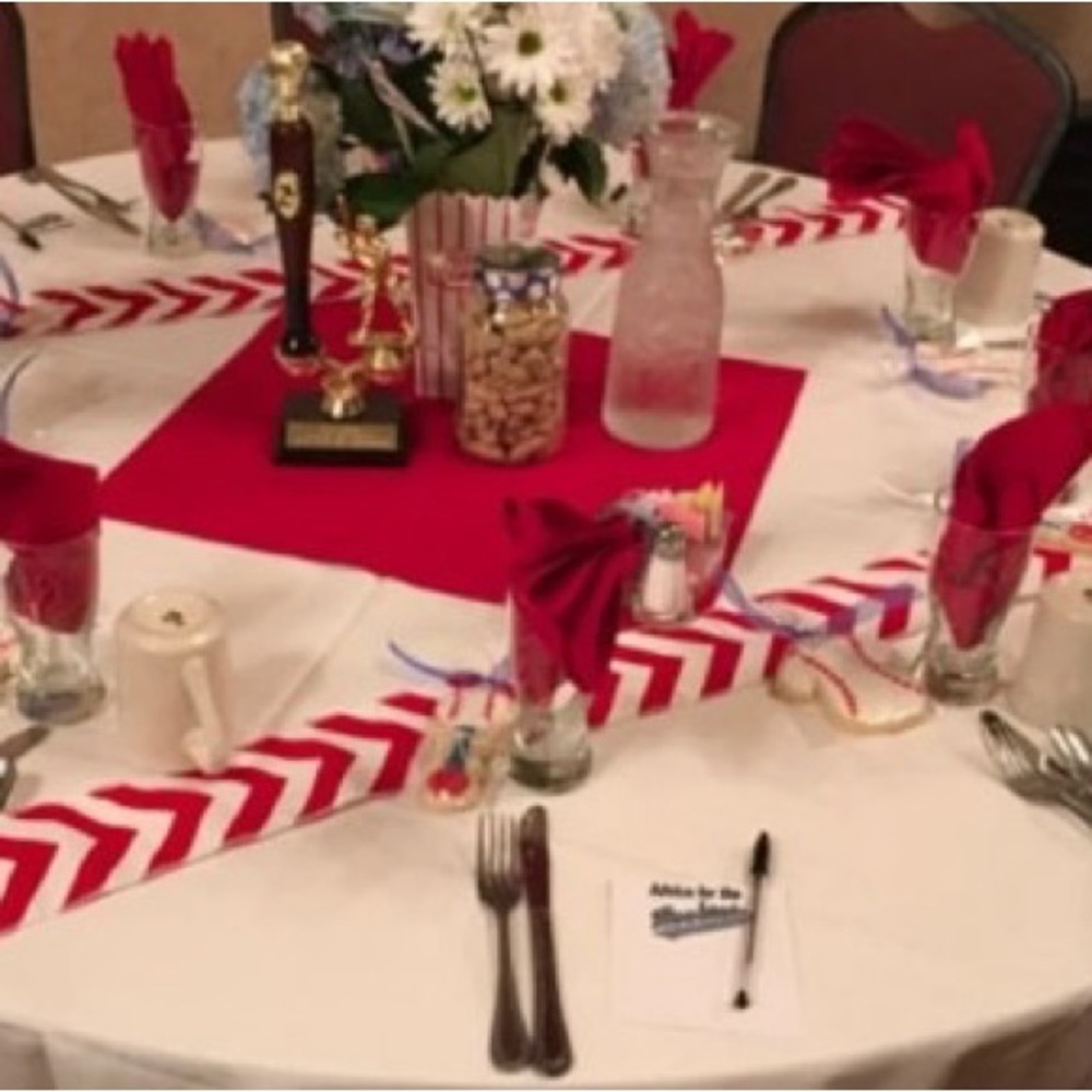 Red and White Chevron Tablecloth